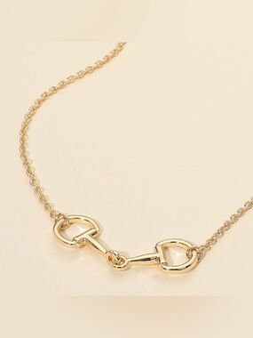 Gold Metal Horsebit Pendant Necklace